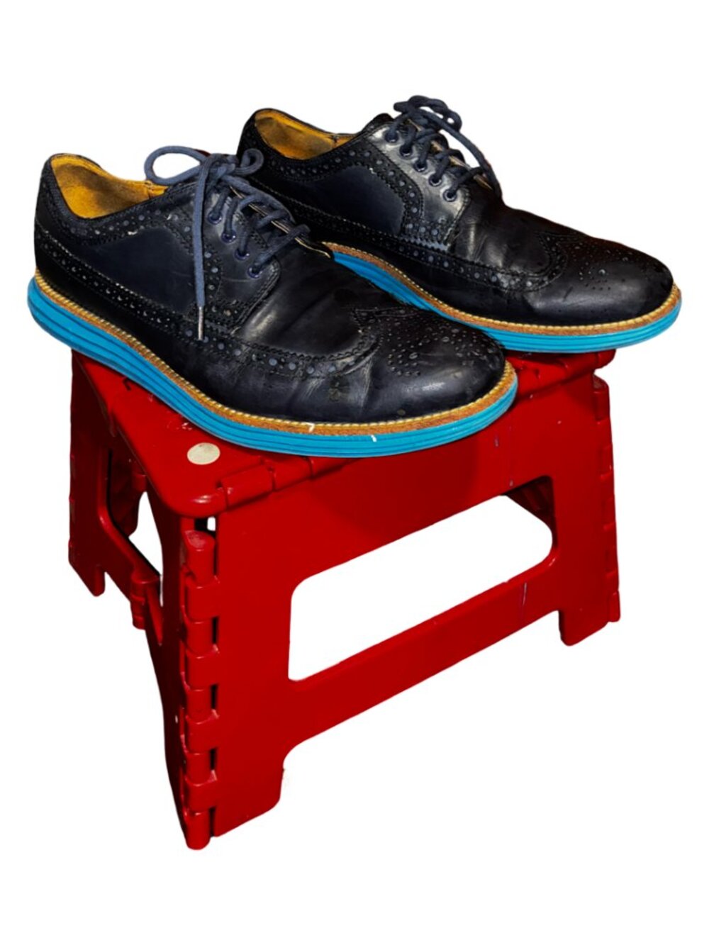 Sz.10M*Cole Haan*Blue Wingtip Oxford Leather Shoes
